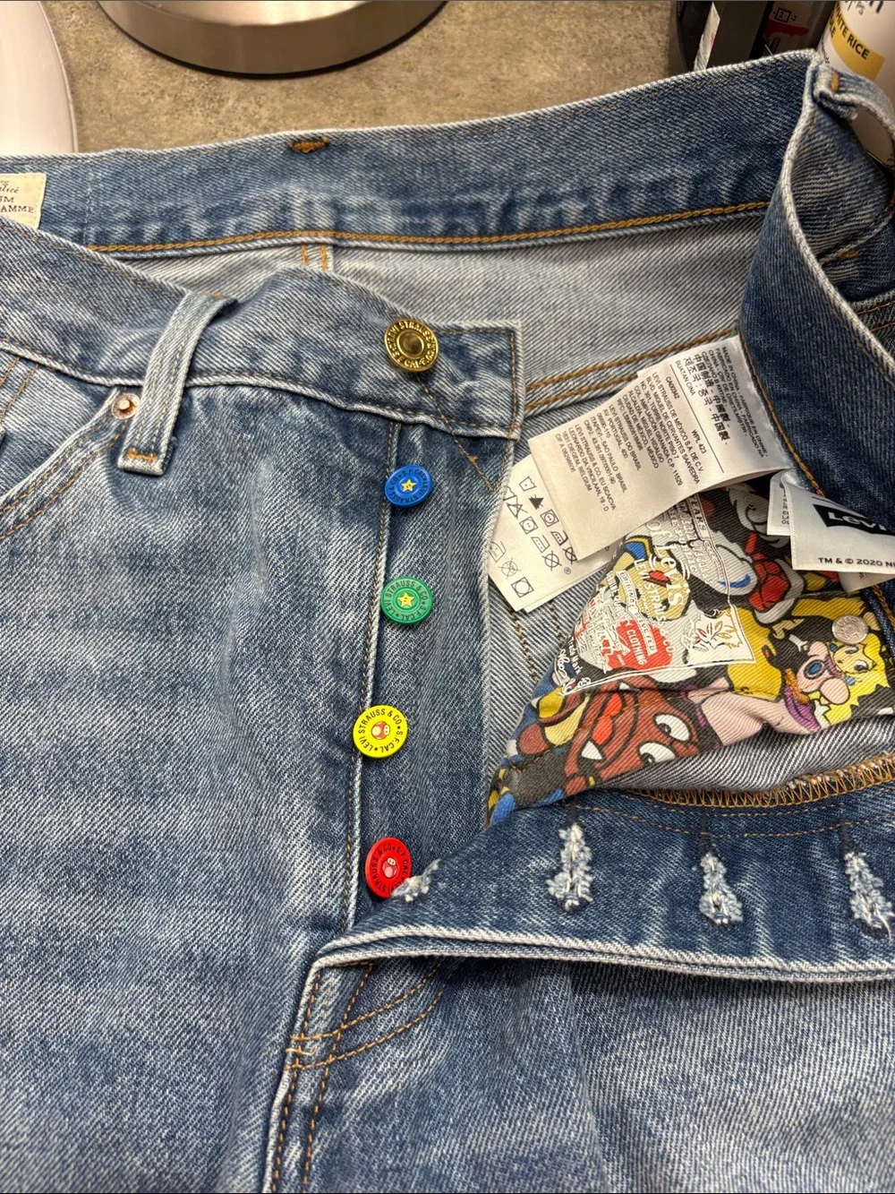 Super Mario x Levi's 501 Straight Jeans in Mid Blue Wash